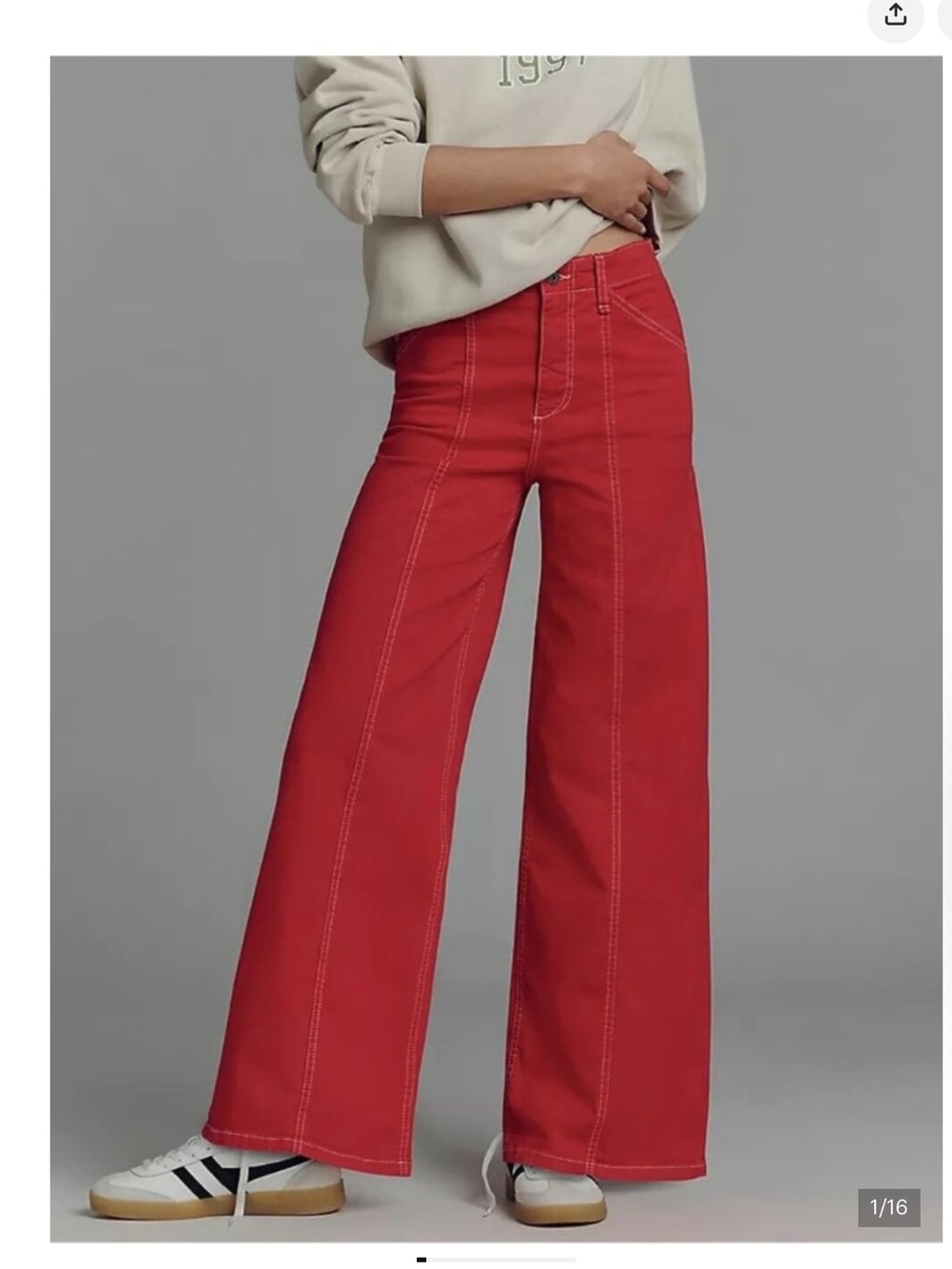 Ganni Red Flare & Wide Leg Jeans